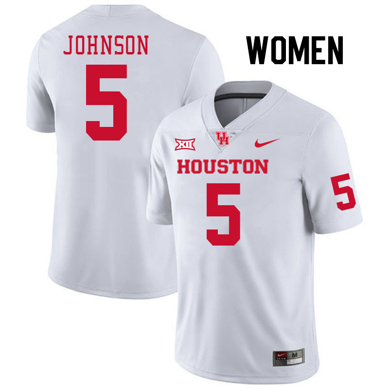 Women #5 Stephon Johnson Houston Cougars College Football Jerseys Stitched-White